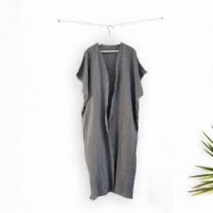 Loom Sleeveless Cotton Long Gray Kimono sz OS
